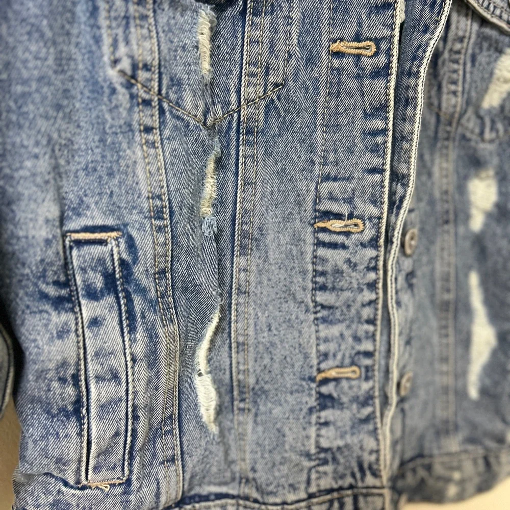 Highway Jeans Distressed Denim Jacket womens size small‎